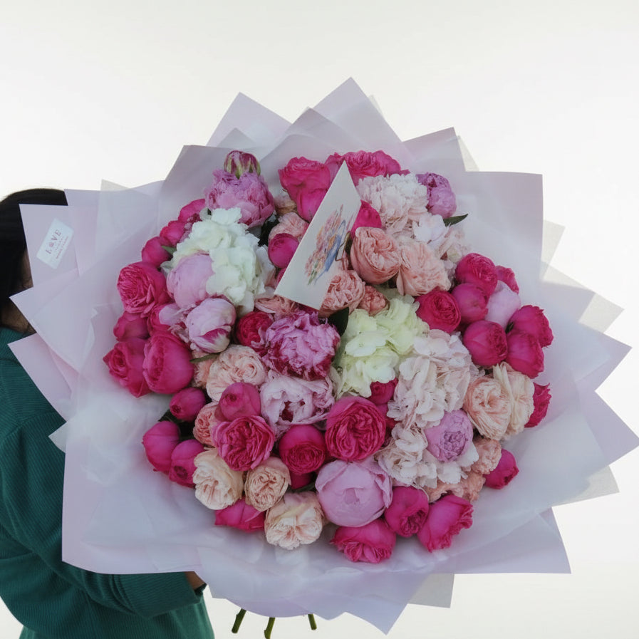 Garden roses and peonies