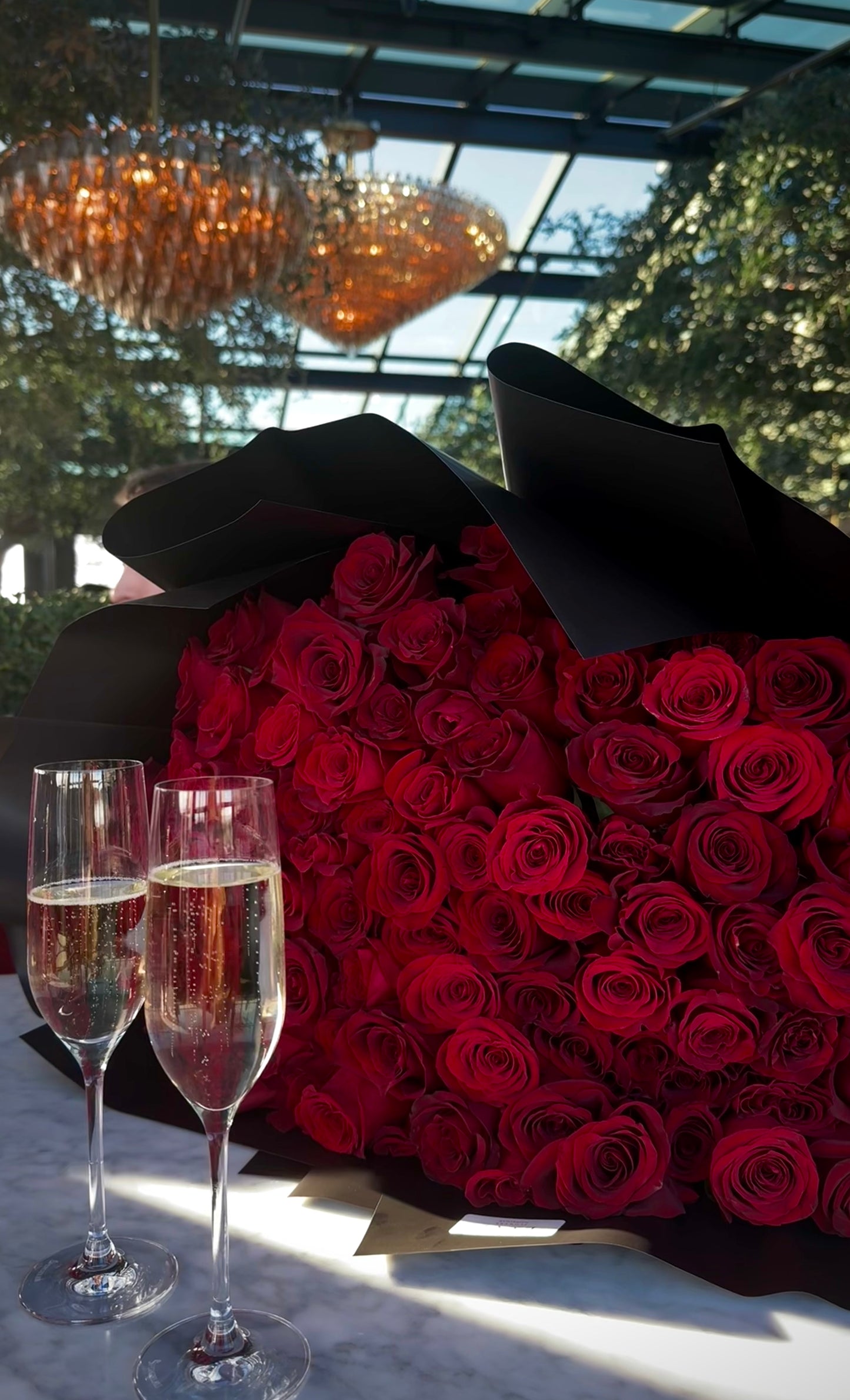 In Love (Extra Long Stem Roses in black wrapping)