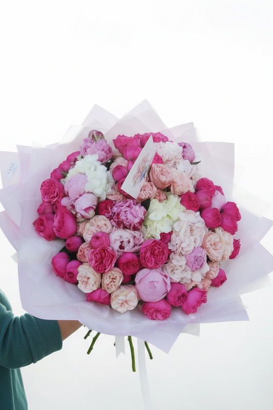 Garden roses and peonies