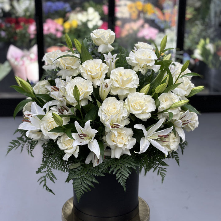 Lilies and Roses Bouquet in Box